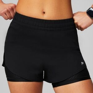 Fabletics Perforated Run 2" Black Shorts